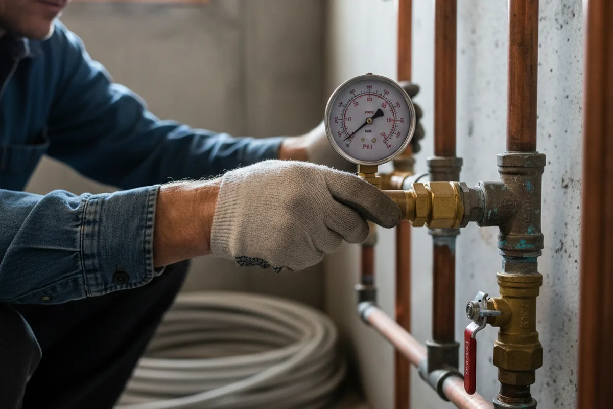 Pressure testing a repaired line during Water Line Repair in Cardwell